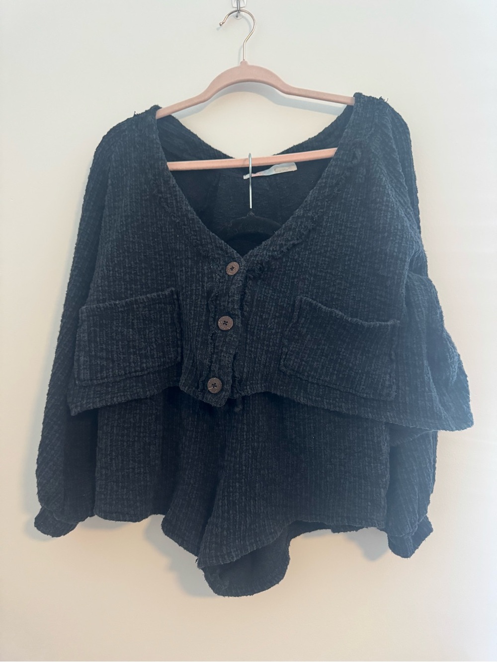 Black Free People Vneck Shorts Loungeset